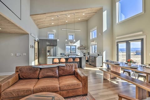 Open concept living room, dining room and kitchen with amazing views!