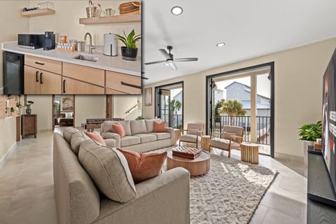 The second floor living room and bar area.