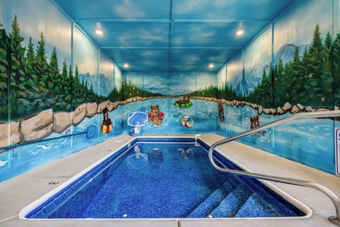 Private indoor pool with whimsical mural-Year-round family fun
