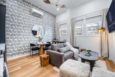 Cozy lounge with sofa bed with modern décor.
