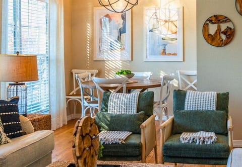 This inviting dining area makes the perfect place to settle in with a cup of coffee or unwind after a day on the lake.