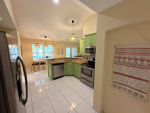 Full kitchen with all appliances and cooking supplies