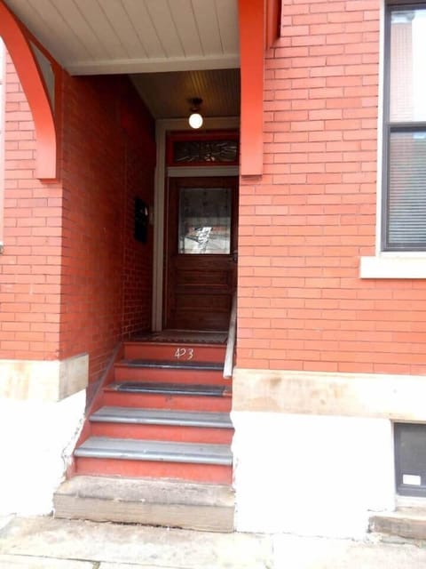 Yin House's front door.  These are the only stairs you need to climb to enter the apartment.