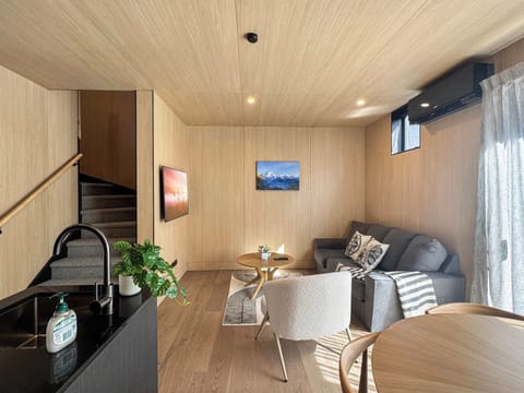 Warm, modern living space designed for relaxing evenings