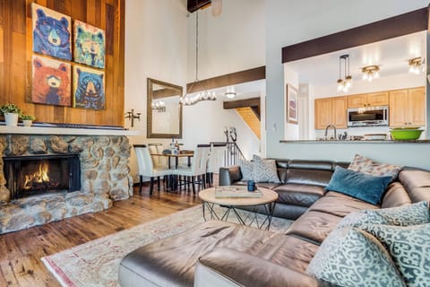 Living room with fire place.