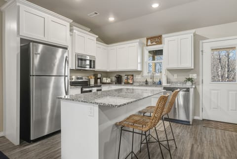 Fully stocked kitchen with all amenities and appliances needed for staying in!