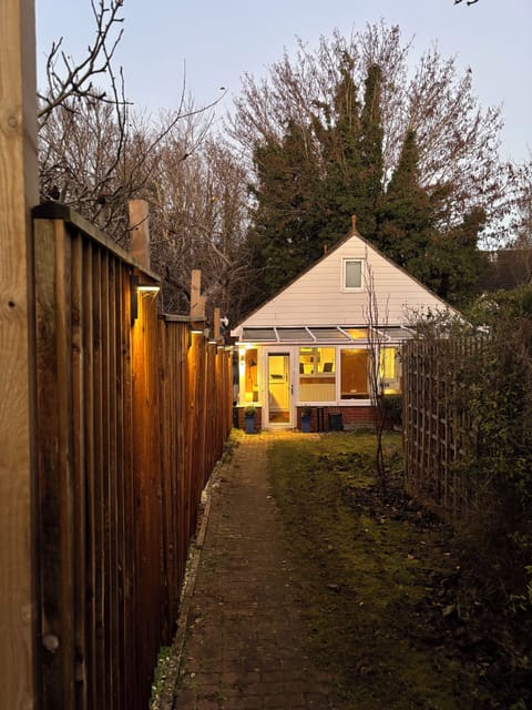 Warm and cozy and well lit entrance to the annex