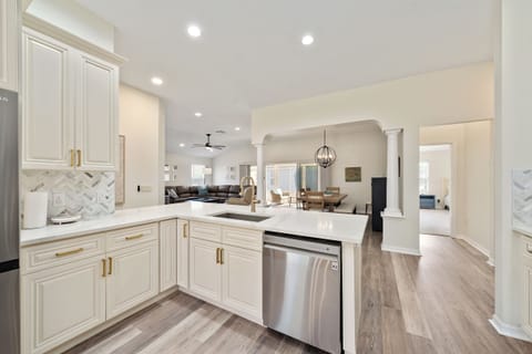 Kitchen Overlooking the Open, Airy Common Area