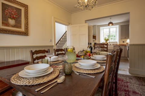 The Old Manse, Middleham: Dining kitchen with dining table seating eight guests