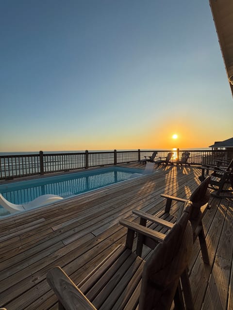 Sunkissed  Private Pool with Loungers at Sunset