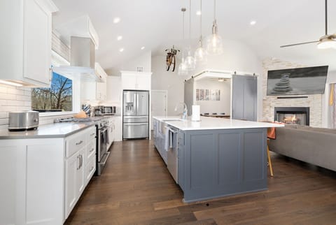 The kitchen is fully stocked to whip up a meal or just a good cup of coffee.