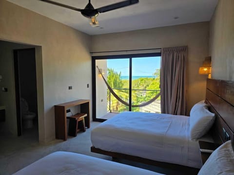 Deluxe Double Room, 2 Queen Beds, Balcony, Sea View | In-room safe, laptop workspace, free WiFi