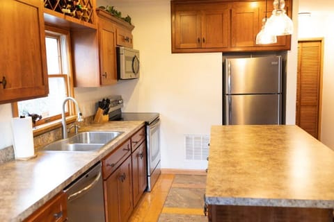 Fully equipped kitchen with stainless steel appliances