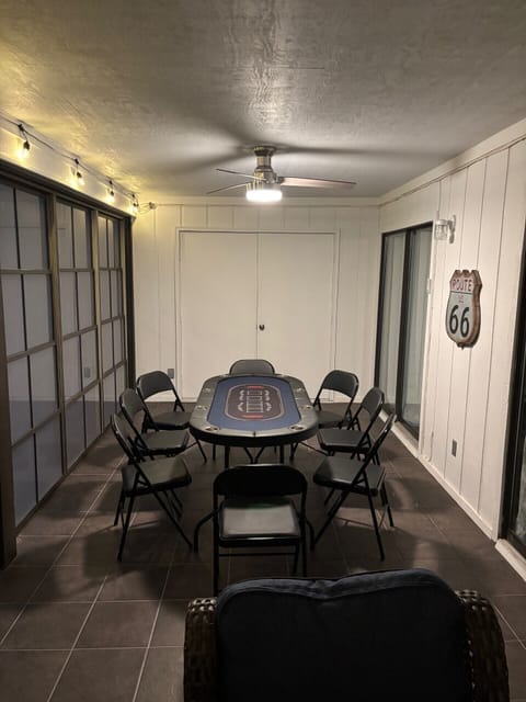 Multi-purpose space with Poker Table (chips & cards) Add. games stored in closet