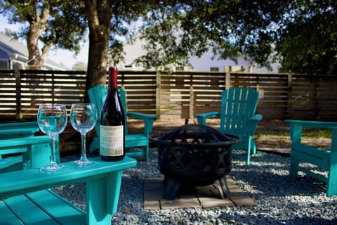 Enjoy a glass of while or some drinks out by our fire pit