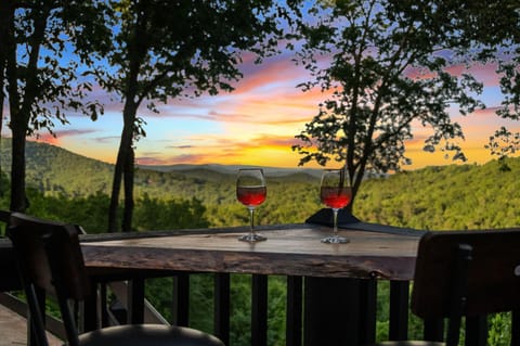 Sunset views and cozy seating on the peaceful deck