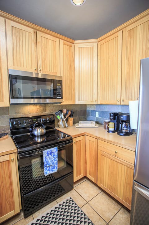 Cook with ease — ample prep area, handy appliances, and organized storage