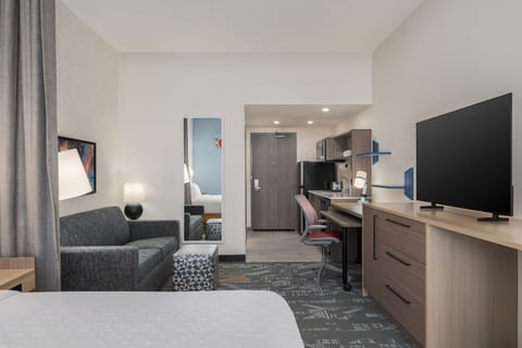 Hypo-allergenic bedding, desk, blackout drapes, iron/ironing board