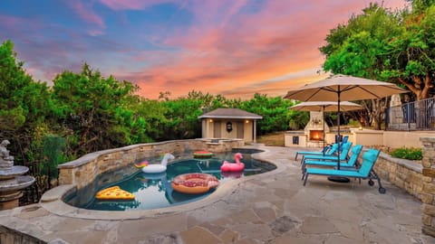 Relax beneath open skies with a private pool, plush seating, and unforgettable scenery.