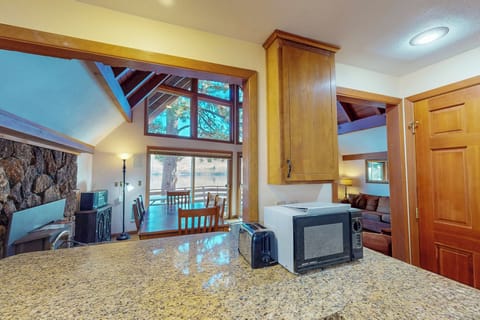 Kitchen with view of dining room