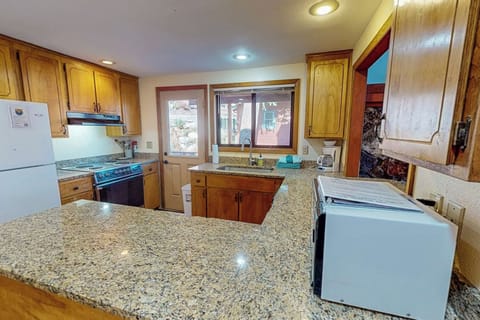 Kitchen- has a door that leads out to the deck