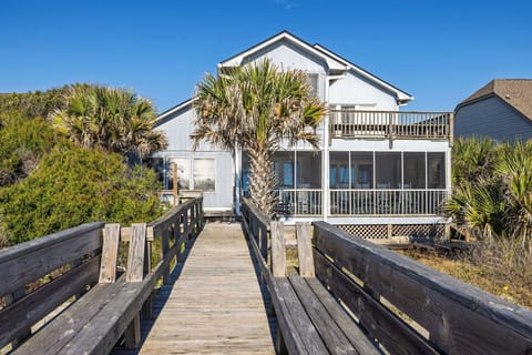 View of open deck and screened porch