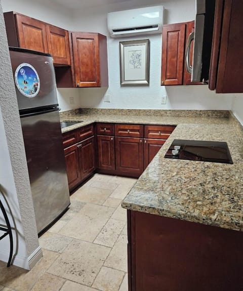 Classic Studio Suite | Private kitchen | Full-size fridge, microwave, stovetop, freezer