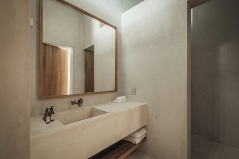 Classic Room, 2 Queen Beds, Terrace | Bathroom | Shower, rainfall showerhead, hair dryer, towels