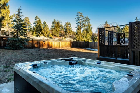 Unwind in the hot tub, under evergreens and listen to the birds!