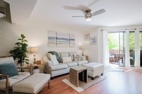 Relax in a spacious living area that includes a pull-out queen size sofa sleeper