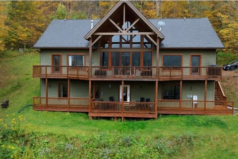 Large upper and lower decks for taking in the mountain views.