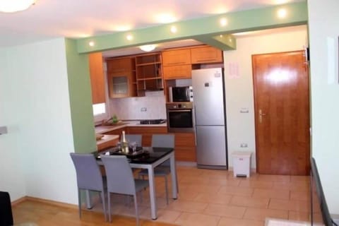 Apartment (A1) | Private kitchen | Fridge, microwave, oven, stovetop
