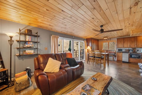 Living Room Kitchen and Dining with Deck Access
