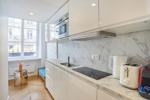 Apartment | Private kitchen | Fridge, microwave, stovetop, coffee/tea maker