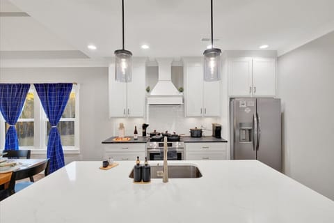 Spacious and fully stocked kitchen