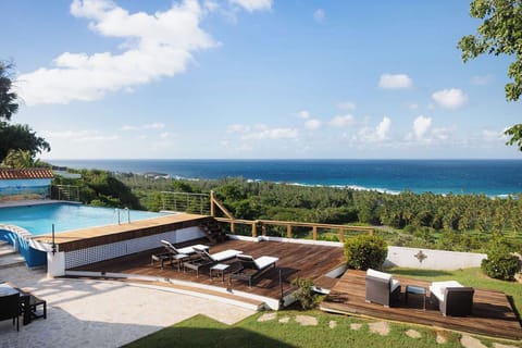 Panoramic ocean views from the terrace overlooking Isabela’s coastline