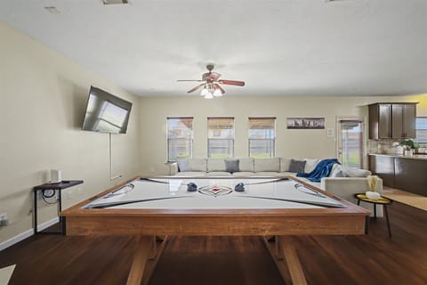 Get ready for an air hockey tournament with your family and friends.
