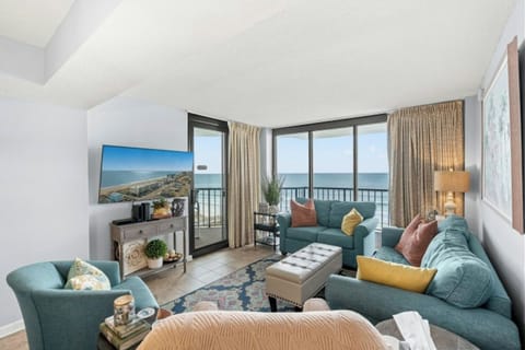 The ocean front living room is fabulous for movie night with the family.