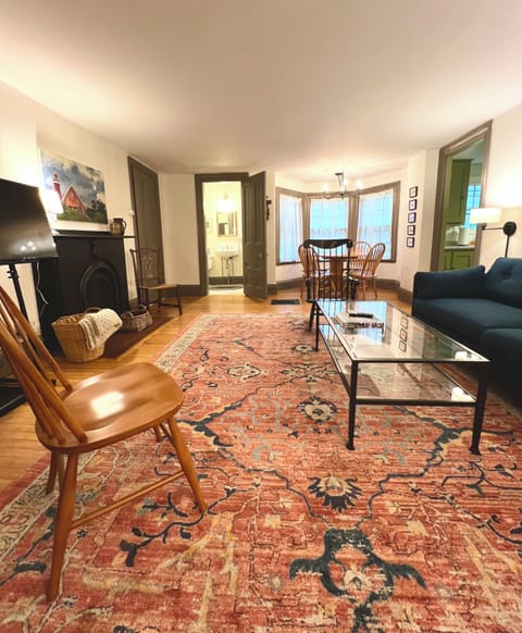 Large living room with dining nook and half bath 