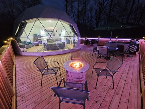 Your private forest dome glowing under the Kentucky stars
