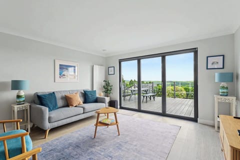 Comfortable seating with incredible views and a smart tv.