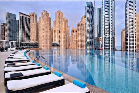 Outdoor pool, sun loungers