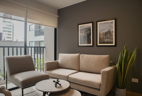 Bright living room with large windows