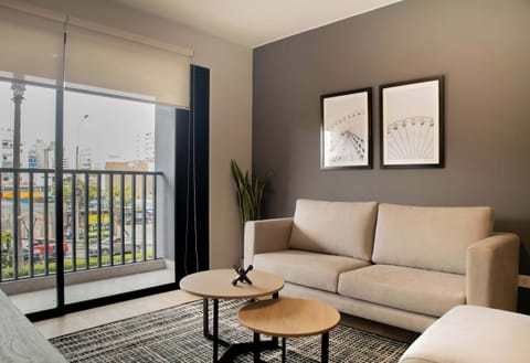 A cozy living room with modern furniture