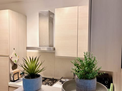 Comfort Apartment, Partial Sea View | Private kitchen | Fridge, microwave, oven, stovetop