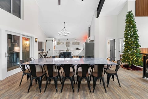 Dining table with seating for 14