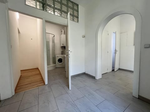 Basic Apartment | Bathroom | Shower, free toiletries, hair dryer, towels