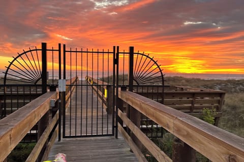 Resort private walkway over dune to St Augustine Beach, FL