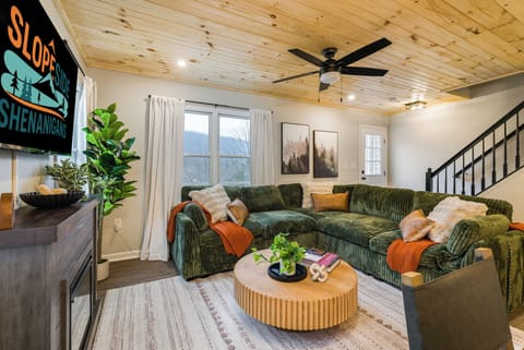 Living Room with Smart TV and Electric Fireplace