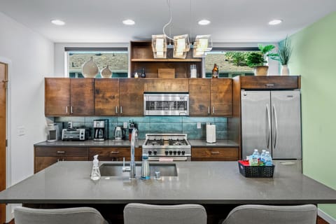 Cozy kitchen with modern touches, perfect for enjoying meals.